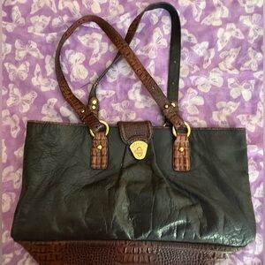 Brahmin Black and Brown Leather Tote Bag